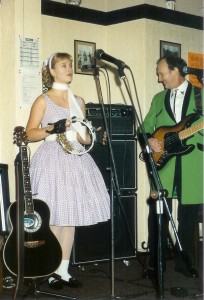 This 1995 photo shows Former SM bass player with daughter Leigh who would occasionally join us on stage.